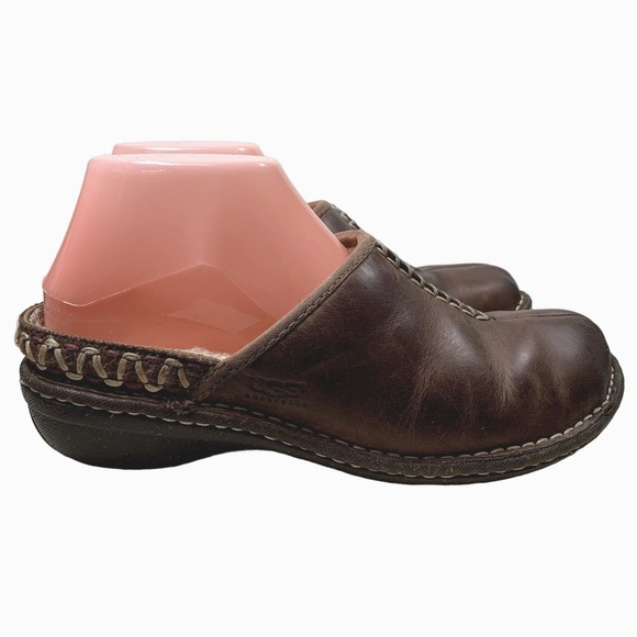 UGG Shoes - UGG Kohala Clogs Womens Size 7 Brown Leather Shearling Lined Slip On Mules